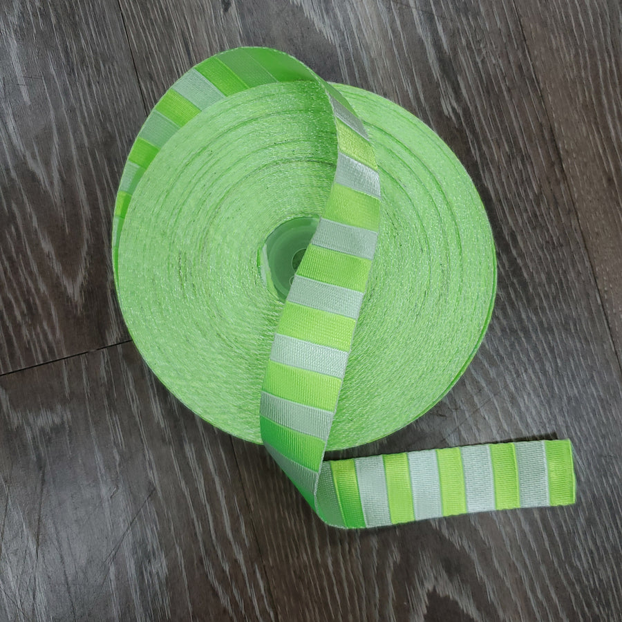 Bicolor Webbing: 25mm- Lime Punch/Silver