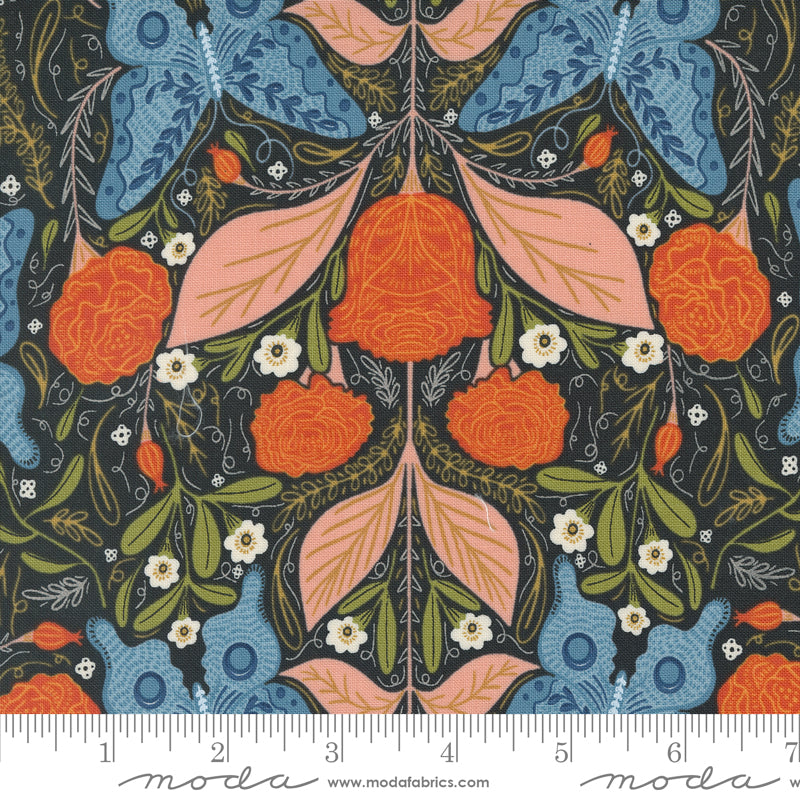 WOODLAND WONDER: Vintage Butterfly-Midnight (1/4 Yard)