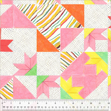 Heather Ross BY HAND: Bee's Quilt-White Canvas (1/4 Yard)