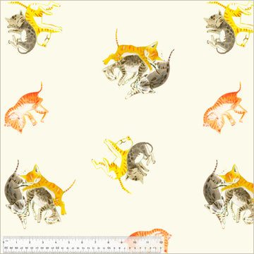 Heather Ross BY HAND: Barn Kittens-Ivory (1/4 Yard)