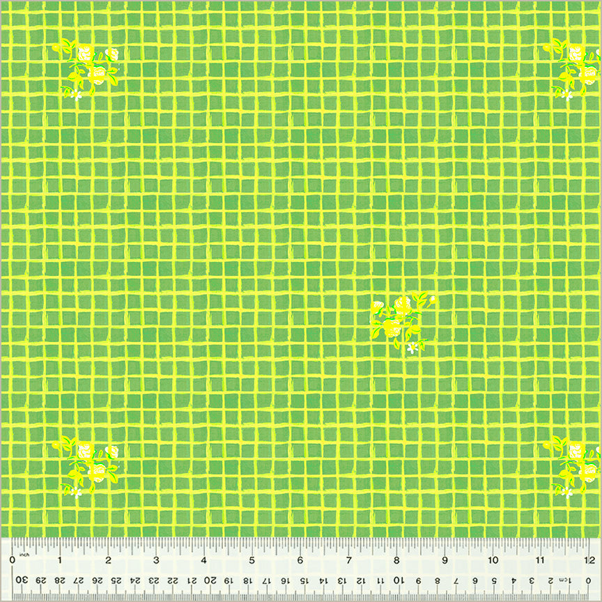 Heather Ross BY HAND: Windowpane-Green (1/4 Yard)