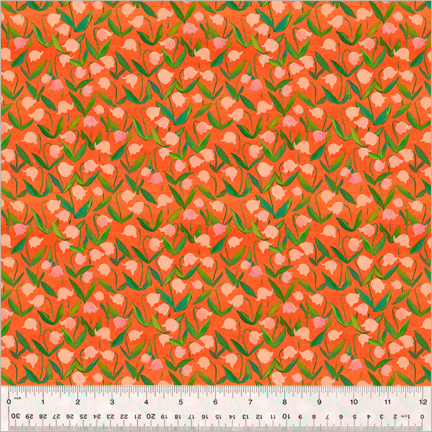 Heather Ross BY HAND:  Flowerbed-Coral (1/4 Yard)