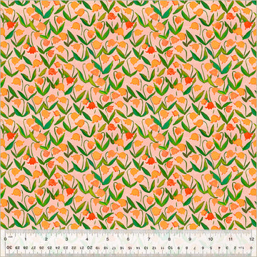 Heather Ross BY HAND:  Flowerbed-Salmon (1/4 Yard)