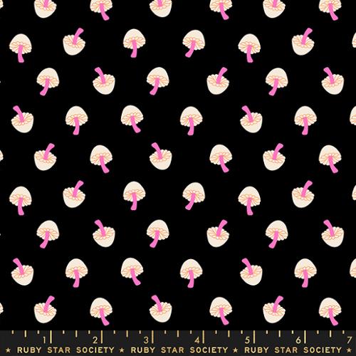 Ruby Star Society TINY FRIGHTS: Mushroom-Black (1/4 Yard)