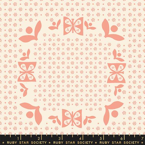 Ruby Star Society SUGAR MAPLE: Retro Vintage Kitchen Butterflies- Melon (1/4 Yard)