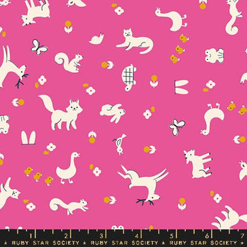 Ruby Star Society WOODLAND PARK: Menagerie-Raspberry (1/4 Yard)