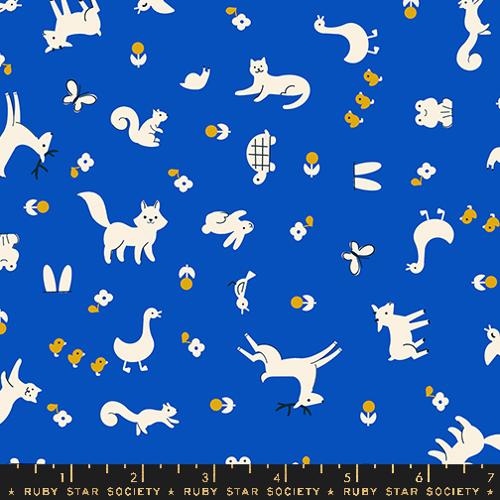 Ruby Star Society WOODLAND PARK: Menagerie-Blue Ribbon (1/4 Yard)