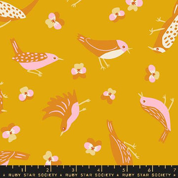 Ruby Star Society BIRD IS THE WORD: Migration-Goldenrod (1/4 Yard)