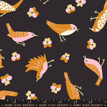 Ruby Star Society BIRD IS THE WORD: Migration-Soft Black (1/4 Yard)