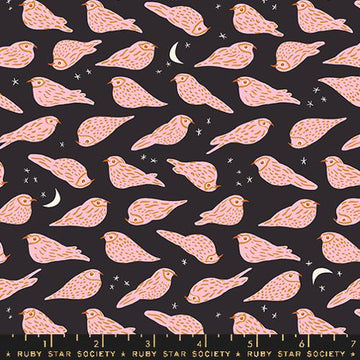 Ruby Star Society BIRD IS THE WORD: Whippoorwill-Soft Black (1/4 Yard)