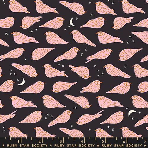 Ruby Star Society BIRD IS THE WORD: Whippoorwill-Soft Black (1/4 Yard)