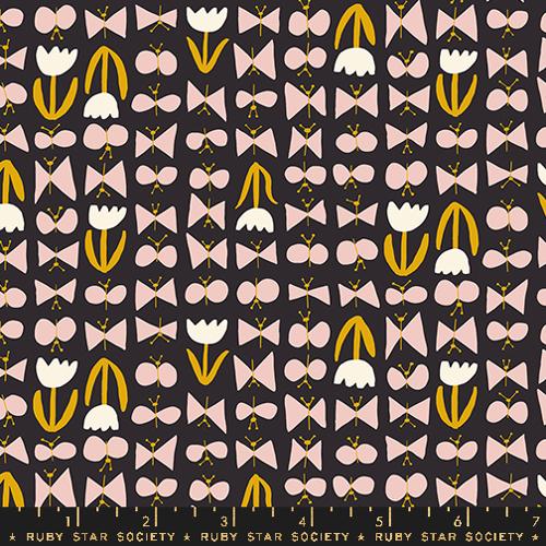 Ruby Star Society BIRD IS THE WORD: Butterflies-Soft Black (1/4 Yard)