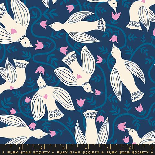 Ruby Star Society ENDPAPER: Hummingbirds-Bluebell (1/4 Yard)