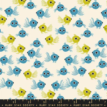 Ruby Star Society ANIMAL ANIMAL: Goldfish-Vintage Blue (1/4 Yard)