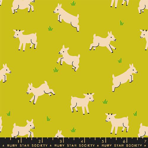 Ruby Star Society ANIMAL ANIMAL: Baby Goats-Pistachio (1/4 Yard)