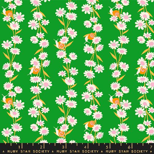 Ruby Star Society CAROUSEL: Daisy Chain Floral Snails-Verdant (1/4 Yard)