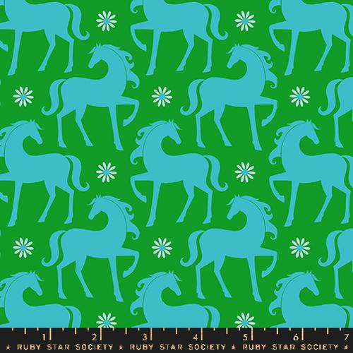 Ruby Star Society CAROUSEL: Fancy Horse-Verdant (1/4 Yard)