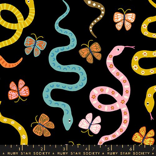 Ruby Star Society OOH LUCKY LUCKY: Garden Snake-Black (1/4 Yard)