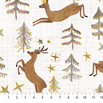 WINTER DREAMS: Stags-White (1/4 Yard)