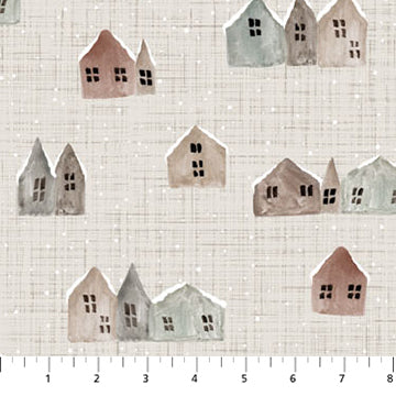 WINTER DREAMS: Houses-Taupe (1/4 Yard)