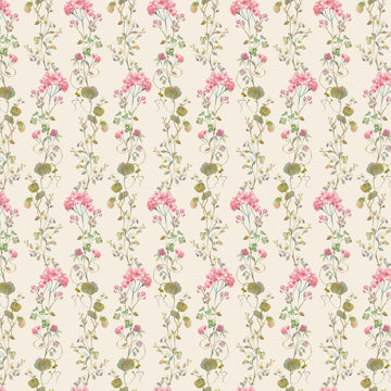 ELEGANCE: Floral Stripe-Cream (1/4 Yard)