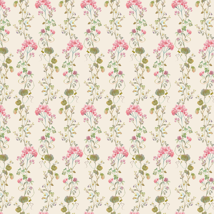 ELEGANCE: Floral Stripe-Cream (1/4 Yard)