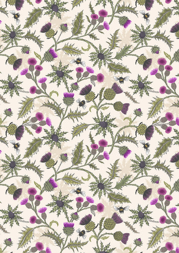 HIGHLANDS: Bee Thistle-Light Cream (1/4 Yard)