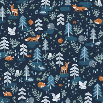 TWILIGHT CREATURES: Main-Indigo (1/4 Yard)