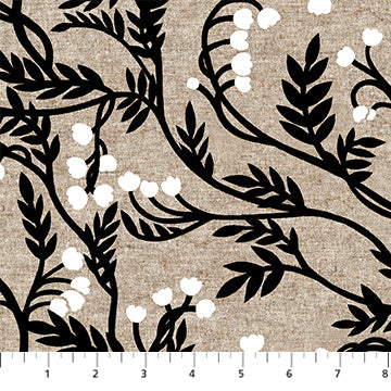 GROVE: Branches Linen-Black (1/4 Yard)