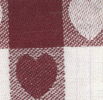 Dunroven Tea Towels: Check Red/White Hearts