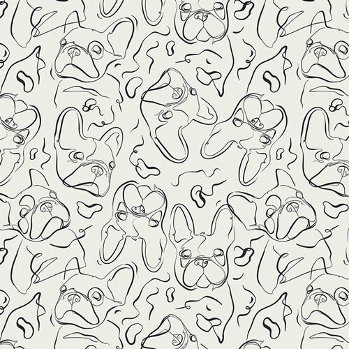 Art Gallery: Printed Knit- Frenchie Noir (1/4 Yard)