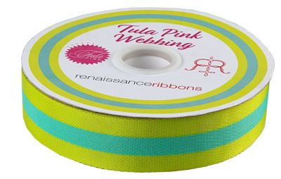 Tula Pink Webbing: 1.5 in- Lime Zest