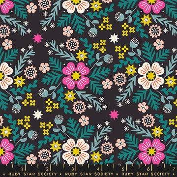 Ruby Star Society PIVOT: Wildflower-Soft Black (1/4 Yard)