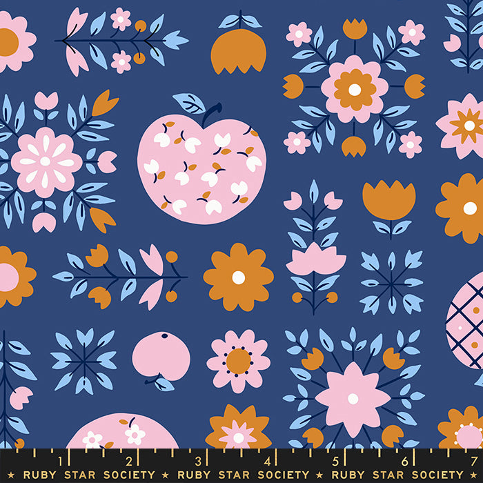 Ruby Star Society LIL: Calico Apples-Bluebell (1/4 Yard)