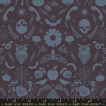 Ruby Star Society GOOD SPIRITS: Creepy Damask-Caviar (1/4 Yard)