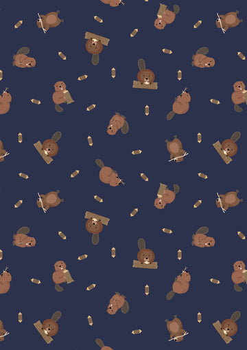 SMALL THINGS...RIVERS & CREEKS: Beavers-Ink (1/4 Yard)