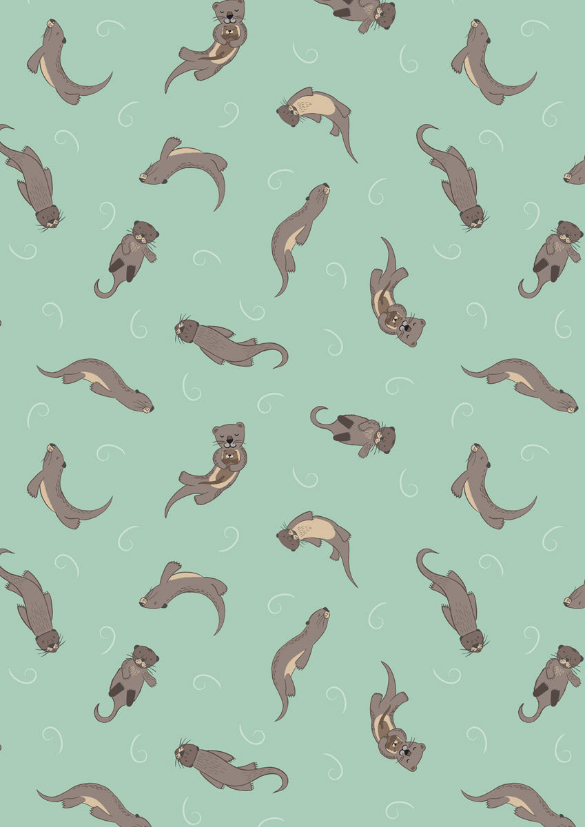 SMALL THINGS...RIVERS & CREEKS: Otters-Watergreen (1/4 Yard)