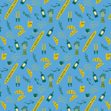 SPRINGTIME IN PARIS: Le Bistro-Sky (1/4 Yard)