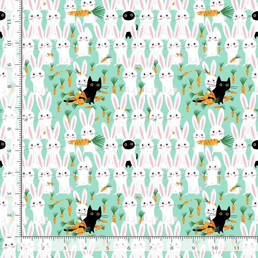 SWEET PURRENNIALS: Bunny Meowscapades-Aruba (1/4 Yard)