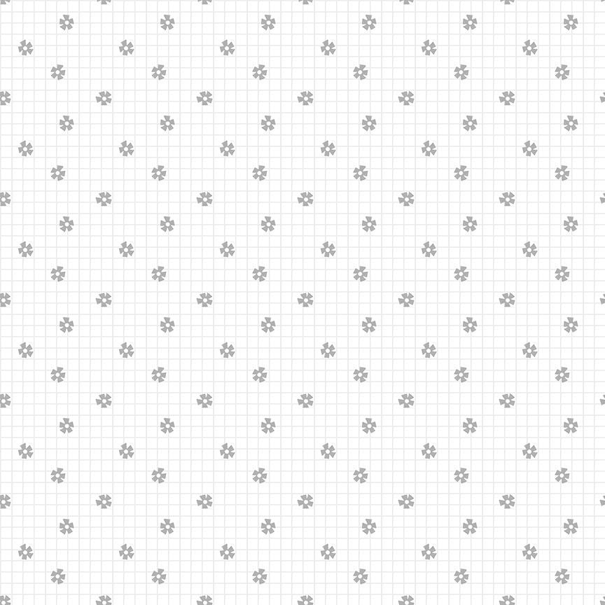 QUIET RIOT: Flower Grid-White (1/4 Yard)