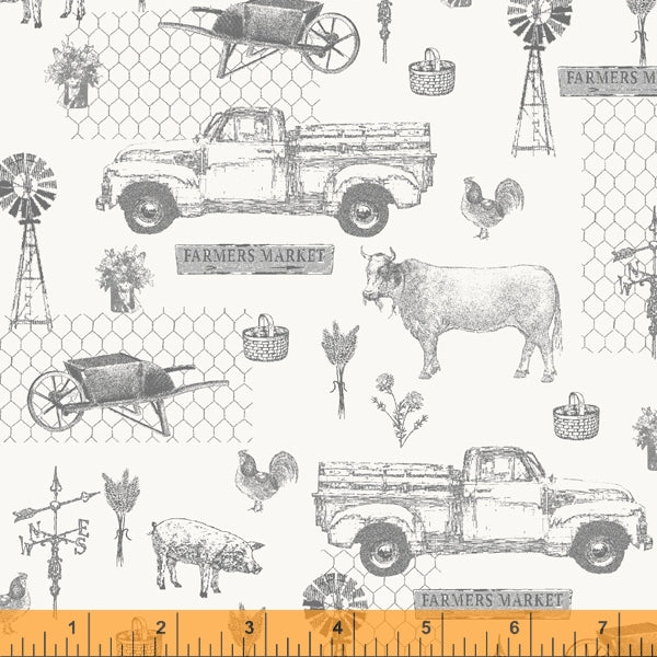 Farmers Market: Farm toile - White (1/4 Yard)