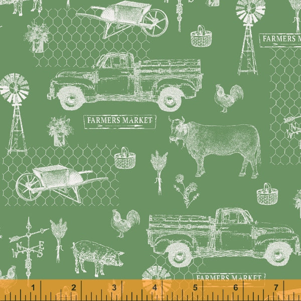 Farmers Market: Farm toile - Green (1/4 Yard)