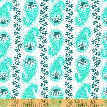 OUR HOUSE: Paisley stripe- turquoise (1/4 Yard)