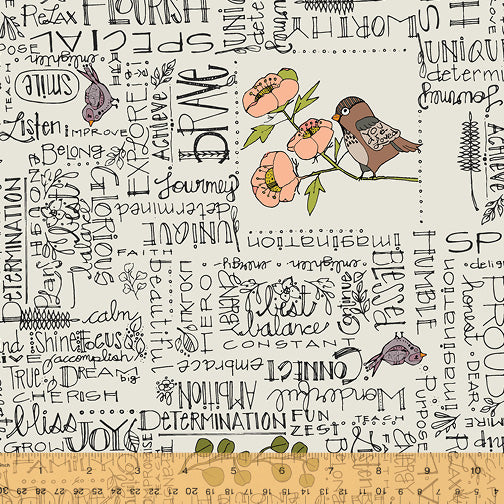 JAYE BIRD: Words To Live By-Ivory (1/4 Yard)