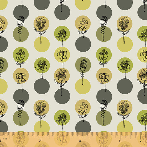 JAYE BIRD: Protea Polkas-Chartreuse (1/4 Yard)