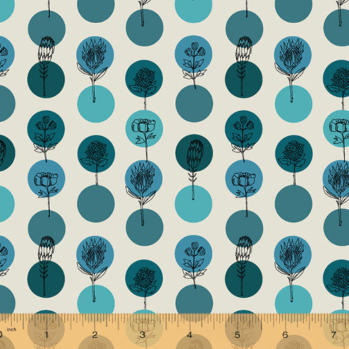 JAYE BIRD: Protea Polkas-Turquoise (1/4 Yard)