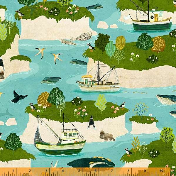 LAND AND SEA: Archipelago-Clear Skies (1/4 Yard)