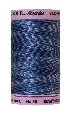 SILK-FINISH: 50wt Cotton Variegated 500m-Evening Blue 9812