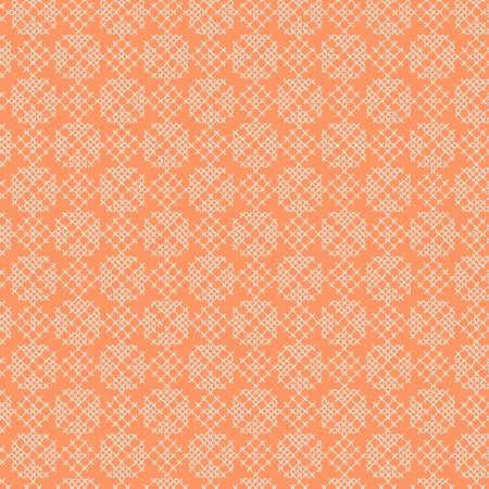 FOLK FLORAL: Cross stitch on autumn orange (1/4 Yard)