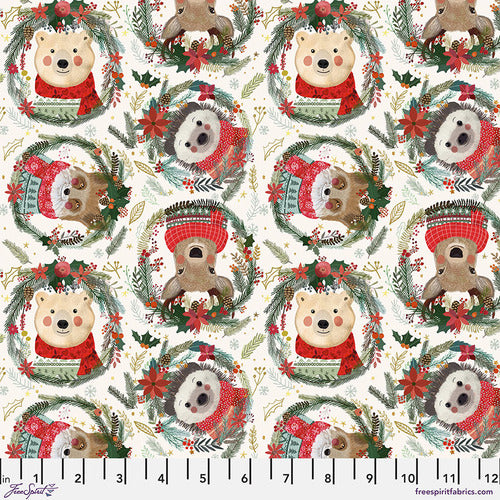 Christmas Squad: Fuzzy Friends - Ivory (1/4 Yard)